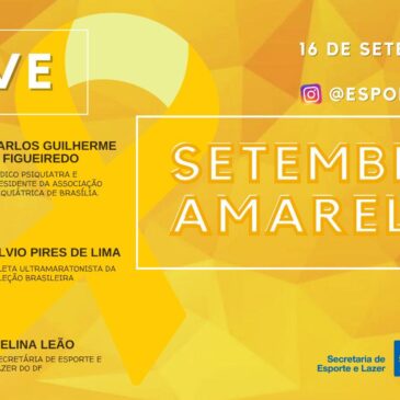 Secretaria de Esporte promove live sobre o Setembro Amarelo