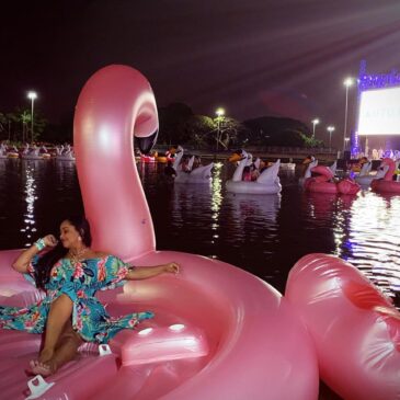 Entre flamingos e unicórnios, BBB17 Elis Nair atrai holofotes no Festival Flutua