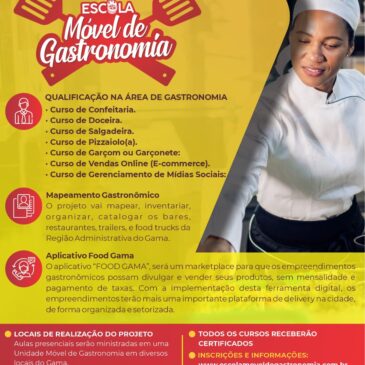 Projeto Escola Móvel de Gastronomia vai atender mais de 900 profissionais com cursos gratuitos e de qualificação empresarial